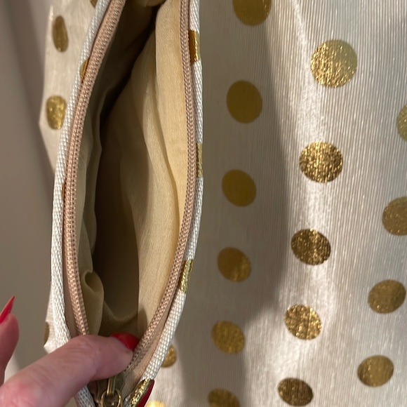 Cream and Gold Polka Dot Tote / Beach Bag & Pouch - Picture 15 of 16